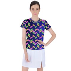 Background Pattern Geometric Pink Yellow Green Women s Sports Top