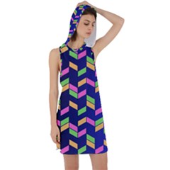 Background Pattern Geometric Pink Yellow Green Racer Back Hoodie Dress