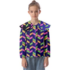 Background Pattern Geometric Pink Yellow Green Kids  Peter Pan Collar Blouse by Maspions