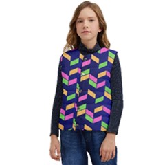 Background Pattern Geometric Pink Yellow Green Kid s Button Up Puffer Vest	