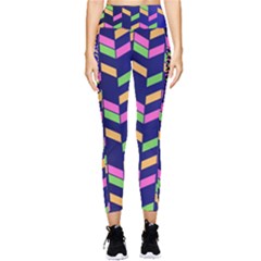 Background Pattern Geometric Pink Yellow Green Pocket Leggings 