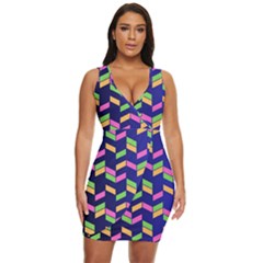 Background Pattern Geometric Pink Yellow Green Draped Bodycon Dress