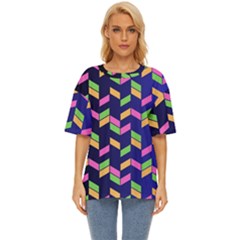 Background Pattern Geometric Pink Yellow Green Oversized Basic T-shirt