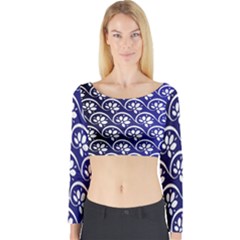 Pattern Floral Flowers Leaves Botanical Long Sleeve Crop Top