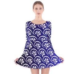 Pattern Floral Flowers Leaves Botanical Long Sleeve Velvet Skater Dress