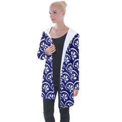 Pattern Floral Flowers Leaves Botanical Longline Hooded Cardigan