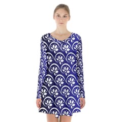 Pattern Floral Flowers Leaves Botanical Long Sleeve Velvet V-neck Dress