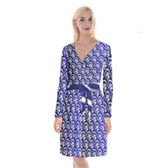 Pattern Floral Flowers Leaves Botanical Long Sleeve Velvet Front Wrap Dress