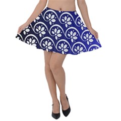 Pattern Floral Flowers Leaves Botanical Velvet Skater Skirt