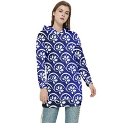 Pattern Floral Flowers Leaves Botanical Women s Long Oversized Pullover Hoodie