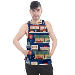 Cars Snow City Landscape Vintage Old Time Retro Pattern Men s Sleeveless Hoodie by Maspions