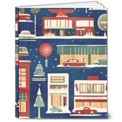 Cars Snow City Landscape Vintage Old Time Retro Pattern 8  X 10  Hardcover Notebook by Maspions