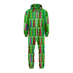 Trees Pattern Retro Pink Red Yellow Holidays Advent Christmas Hooded Jumpsuit (kids)