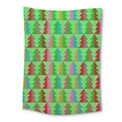 Trees Pattern Retro Pink Red Yellow Holidays Advent Christmas Medium Tapestry