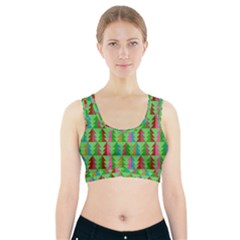 Trees Pattern Retro Pink Red Yellow Holidays Advent Christmas Sports Bra With Pocket by Maspions