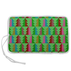 Trees Pattern Retro Pink Red Yellow Holidays Advent Christmas Pen Storage Case (s) by Maspions