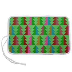 Trees Pattern Retro Pink Red Yellow Holidays Advent Christmas Pen Storage Case (m) by Maspions