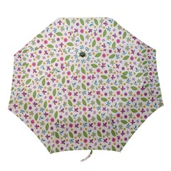 Pattern Flowers Leaves Green Purple Pink Folding Umbrellas