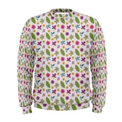 Pattern Flowers Leaves Green Purple Pink Men s Sweatshirt by Maspions