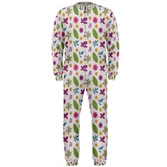 Pattern Flowers Leaves Green Purple Pink Onepiece Jumpsuit (men)