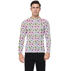 Pattern Flowers Leaves Green Purple Pink Men s Long Sleeve Rash Guard