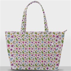 Pattern Flowers Leaves Green Purple Pink Back Pocket Shoulder Bag 