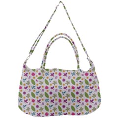 Pattern Flowers Leaves Green Purple Pink Removable Strap Handbag by Maspions