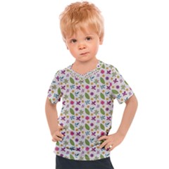 Pattern Flowers Leaves Green Purple Pink Kids  Sports T-shirt