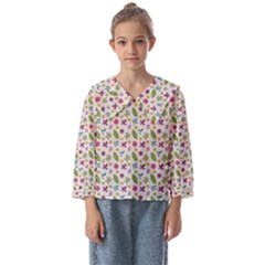 Pattern Flowers Leaves Green Purple Pink Kids  Sailor Shirt