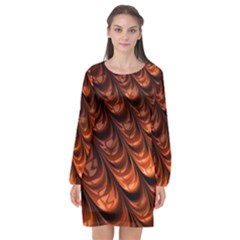 Fractal Frax Long Sleeve Chiffon Shift Dress 