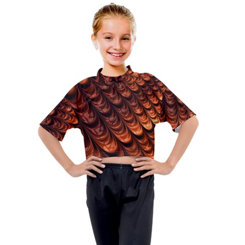 Fractal Frax Kids Mock Neck T-shirt by Askadina