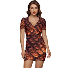 Fractal Frax Low Cut Cap Sleeve Mini Dress