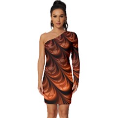 Fractal Frax Long Sleeve One Shoulder Mini Dress by Askadina