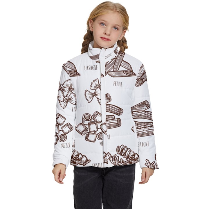 Pasta Mie Spageti Rigatoni Lasagna Kids  Puffer Bubble Jacket Coat