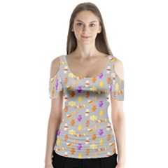 Halloween Candy Butterfly Sleeve Cutout T-shirt 