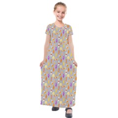 Halloween Candy Kids  Short Sleeve Maxi Dress