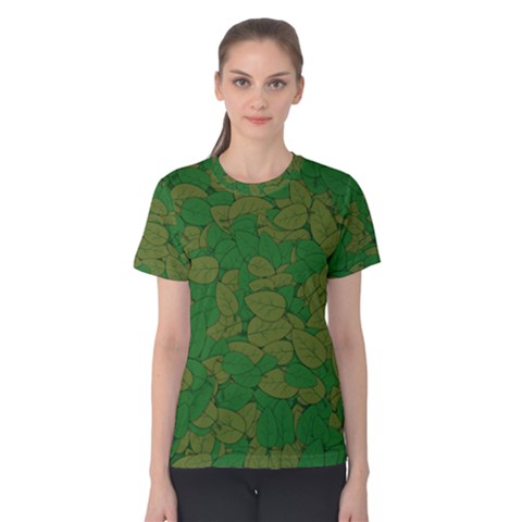 Vectors Leaves Background Plant Women s Cotton T-shirt by Askadina