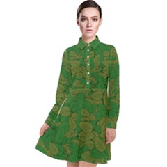 Vectors Leaves Background Plant Long Sleeve Chiffon Shirt Dress by Askadina