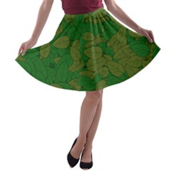 Vectors Leaves Background Plant A-line Skater Skirt by Askadina