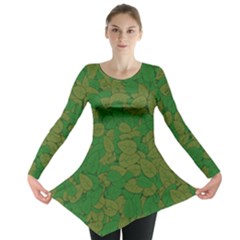 Vectors Leaves Background Plant Long Sleeve Tunic 