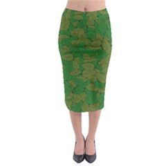 Vectors Leaves Background Plant Midi Pencil Skirt by Askadina