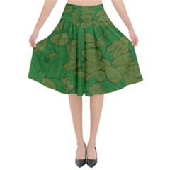 Vectors Leaves Background Plant Flared Midi Skirt by Askadina