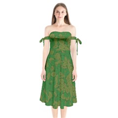 Vectors Leaves Background Plant Shoulder Tie Bardot Midi Dress by Askadina