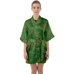 Vectors Leaves Background Plant Half Sleeve Satin Kimono  by Askadina