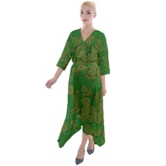 Vectors Leaves Background Plant Quarter Sleeve Wrap Front Maxi Dress by Askadina