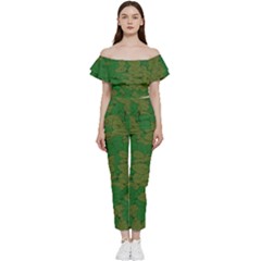 Vectors Leaves Background Plant Bardot Ruffle Jumpsuit by Askadina