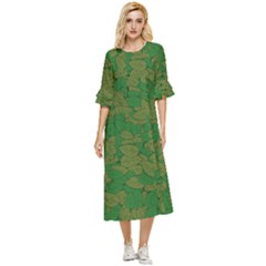 Vectors Leaves Background Plant Double Cuff Midi Dress by Askadina