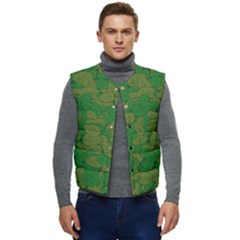 Vectors Leaves Background Plant Men s Button Up Puffer Vest	