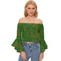 Vectors Leaves Background Plant Off Shoulder Flutter Bell Sleeve Top View1