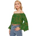 Vectors Leaves Background Plant Off Shoulder Flutter Bell Sleeve Top View2